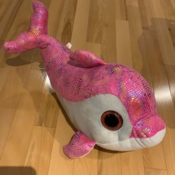 VEUC TY Sparkles Plush Pink Dolphin Glittery And Sparkly 21" Stuffed Animal Toy - Picture 2 of 14